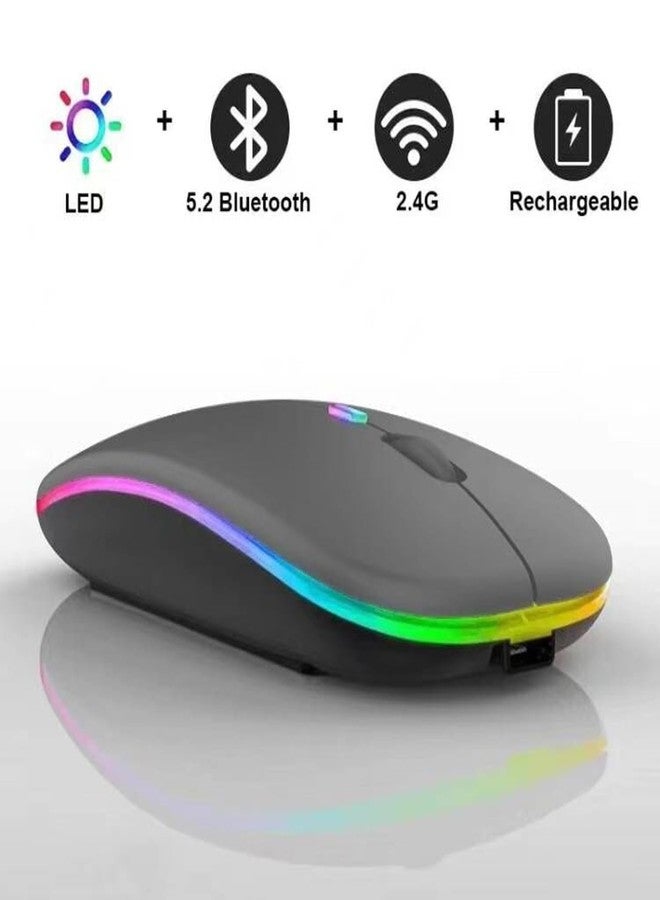 Guiheng 10 Pack Wireless Bluetooth Mouse,LED Dual Mode Rechargeable Silent Slim Laptop Mouse,Portable(BT5.2+USB Receiver) Dual Mode Computer Mice,for Laptop,Desktop Computer,Tablet,Phone,TV (Grey) - Image 4