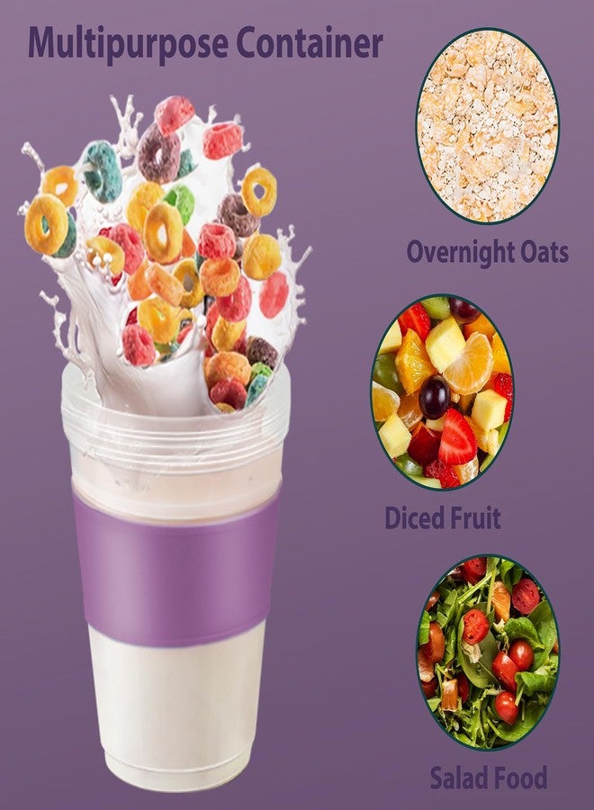 Freshmage 4 Pack 20 oz Yogurt Parfait Cups with Lids, Reusable Overnight Oats Containers with Lids, Folding Spoons and Topping Compartment for Breakfast to Go - Image 5