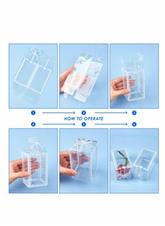 Excefore Rectangle Bow Knot Pattern Clear Plastic Favor Boxes Gift Boxes for Wedding Birthday Party, Gift Packaging, 2.3x2.3x4 Inch ( 28PCS )  - Image 3