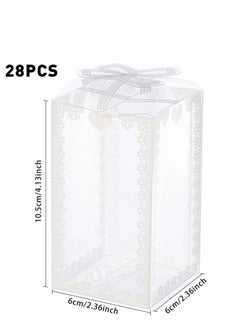 Excefore Rectangle Bow Knot Pattern Clear Plastic Favor Boxes Gift Boxes for Wedding Birthday Party, Gift Packaging, 2.3x2.3x4 Inch ( 28PCS )  - Image 2