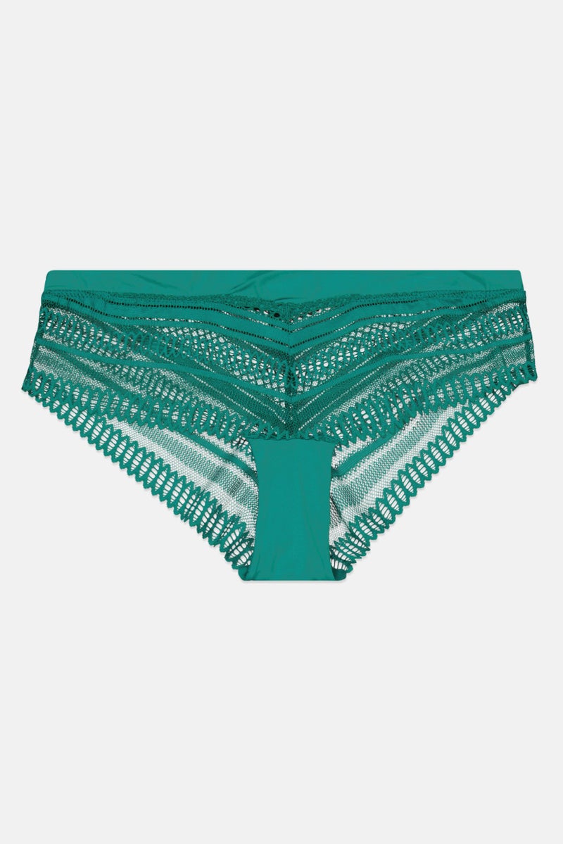 Etam Women Textured Pull On Panties, Dark Green - Image 1