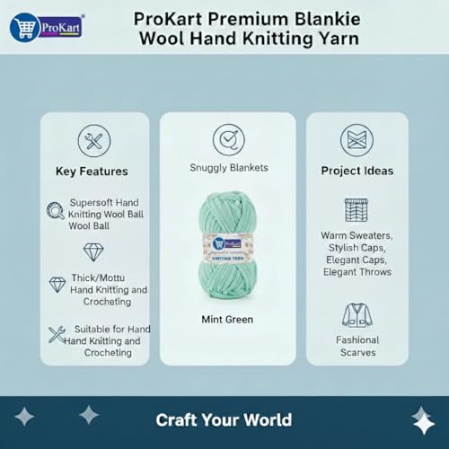 ProKart Premium Blankie Wool, Plush & Cuddly, Chenille Yarn Supersoft Hand Knitting Wool Ball | Blanket Thick/Mottu Yarn Ball Suitable for Hand Knitting and Crocheting (Mint Green, 100gms x 1 Pack) - Image 4
