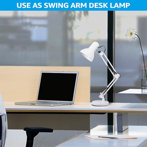TORCHSTAR Metal Desk Lamp with Clamp, Swing Arm, Architect Adjustable Gooseneck Table Lamp, Clip Desk Lights for Home Office, Work, Study, Reading, E26 Base, Multi-Joint, White - Image 3