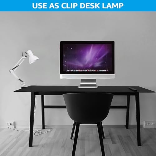 TORCHSTAR Metal Desk Lamp with Clamp, Swing Arm, Architect Adjustable Gooseneck Table Lamp, Clip Desk Lights for Home Office, Work, Study, Reading, E26 Base, Multi-Joint, White - Image 4