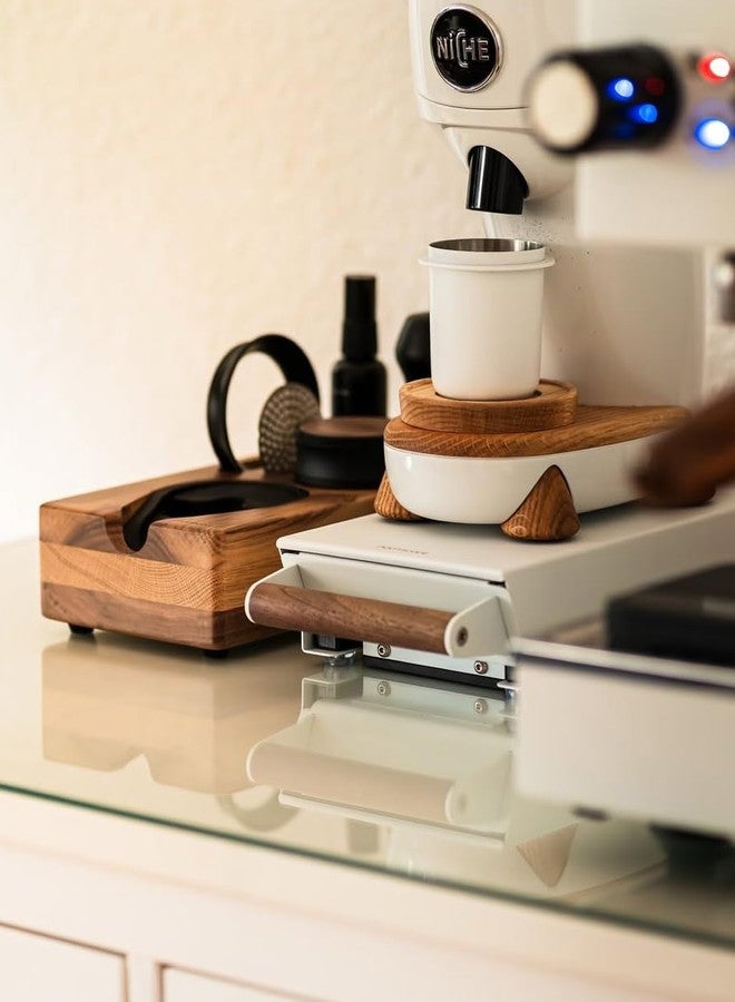 Normcore Espresso Tamping Station, Natural American Walnut Coffee Tamper Station Base Holder Stand for 54/58mm Portafilter, Tamper, and Distributor, Puck Screen Espresso Accessories - Image 3