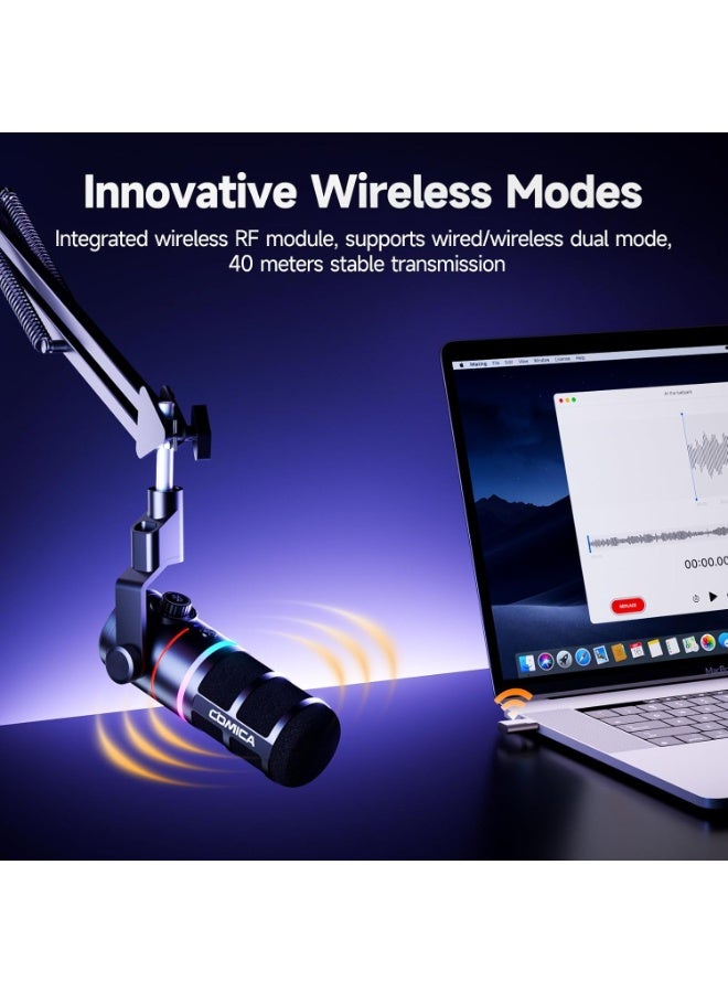 Comica Audio EJoy Uni A RGB Cardioid Condenser USB-C Microphone with Boom Arm (Black) - Image 4