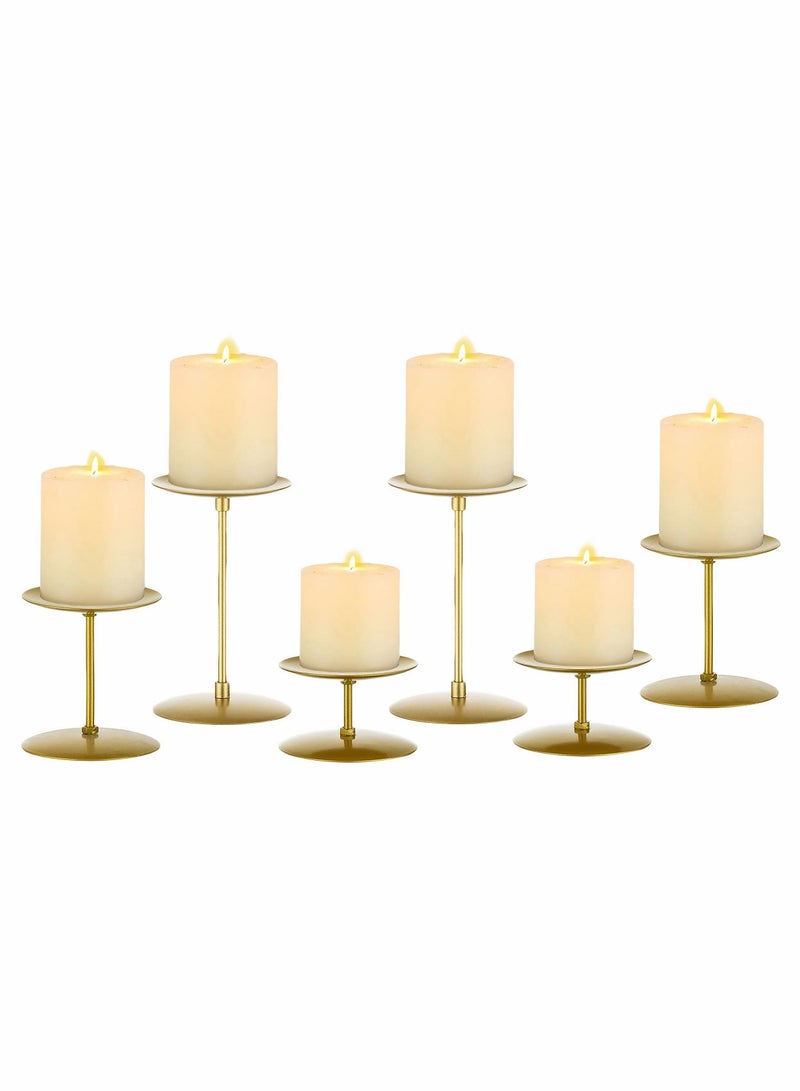 NIBEMINENT Candle Holders Plates - Set of 6 Candelabra Stand Iron Plate Minimalism Modern Home Mantel Dinning Table Decorations Centerpiece for Wedding, Party, Events, Gold  - Image 1