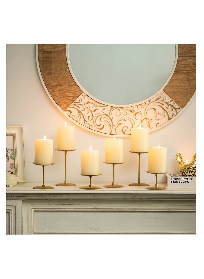 NIBEMINENT Candle Holders Plates - Set of 6 Candelabra Stand Iron Plate Minimalism Modern Home Mantel Dinning Table Decorations Centerpiece for Wedding, Party, Events, Gold  - Image 4