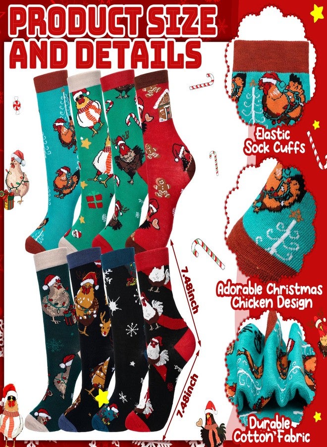 Skicuff جوارب Skicuff بنقشة دجاج عيد الميلاد، 8 أزواج، هدايا مثالية للنساء والرجال، هدايا عائلية رائعة لمحبي الدجاج والحيوانات. - Image 3