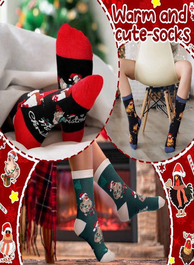 Skicuff جوارب Skicuff بنقشة دجاج عيد الميلاد، 8 أزواج، هدايا مثالية للنساء والرجال، هدايا عائلية رائعة لمحبي الدجاج والحيوانات. - Image 5