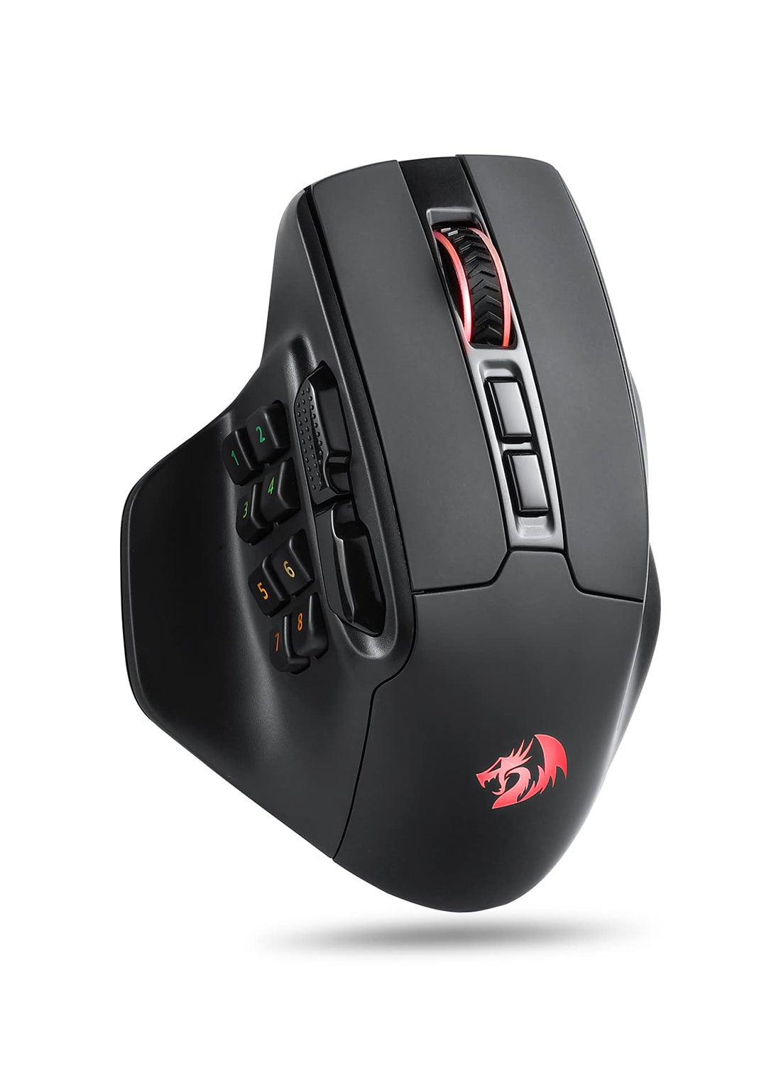 Redragon Aatrox Wireless Gaming Mouse, 15 Programmable Buttons, Pixart 3395 Sensor, 26,000 DPI, Dual Mode 2.4GHz & Wired, RGB Backlit, Ergonomic MMO Gaming Mouse for PC & Laptop, Black | M811RGB-PRO