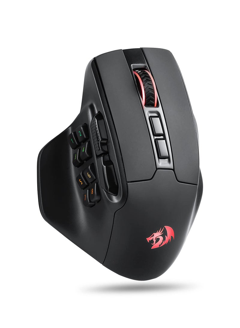 Redragon Aatrox Wireless Gaming Mouse, 15 Programmable Buttons, Pixart 3395 Sensor, 26,000 DPI, Dual Mode 2.4GHz & Wired, RGB Backlit, Ergonomic MMO Gaming Mouse for PC & Laptop, Black | M811RGB-PRO - Image 1