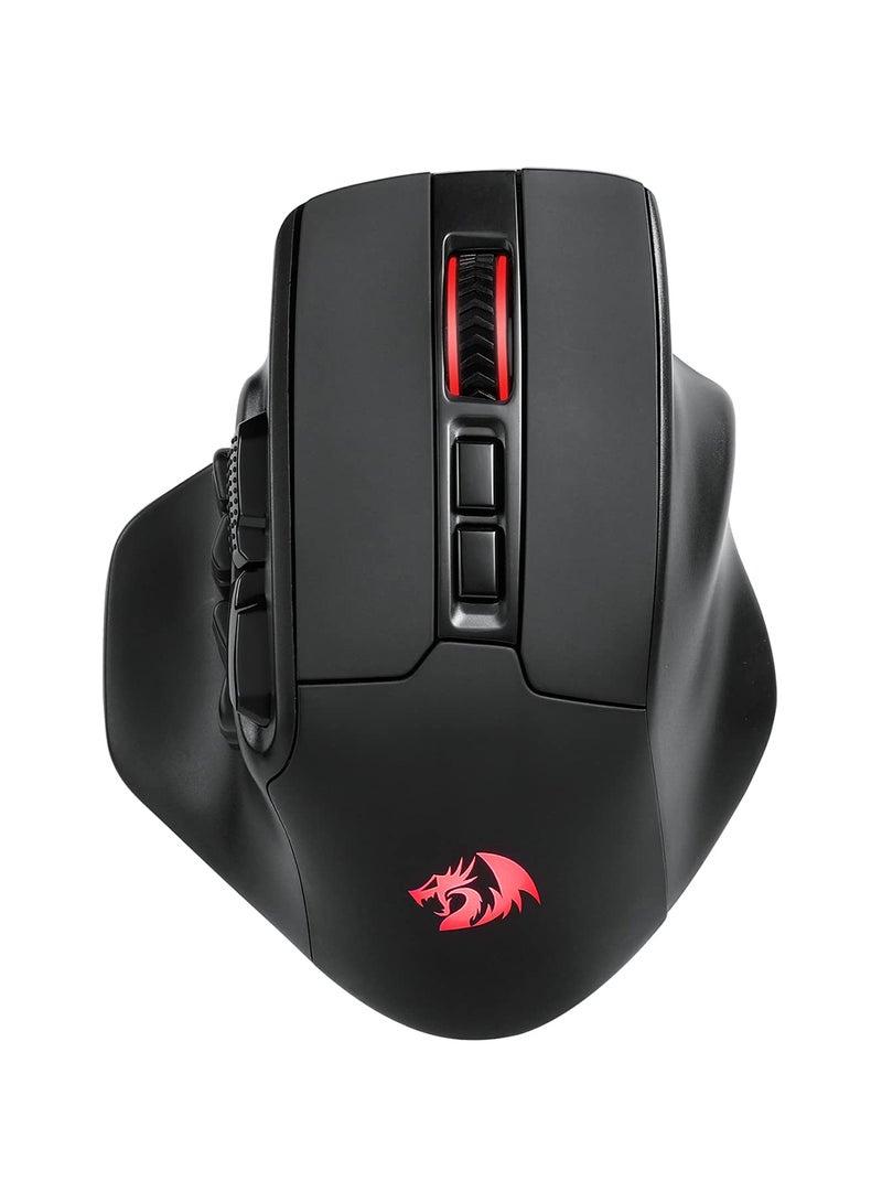 Redragon Aatrox Wireless Gaming Mouse, 15 Programmable Buttons, Pixart 3395 Sensor, 26,000 DPI, Dual Mode 2.4GHz & Wired, RGB Backlit, Ergonomic MMO Gaming Mouse for PC & Laptop, Black | M811RGB-PRO - Image 2