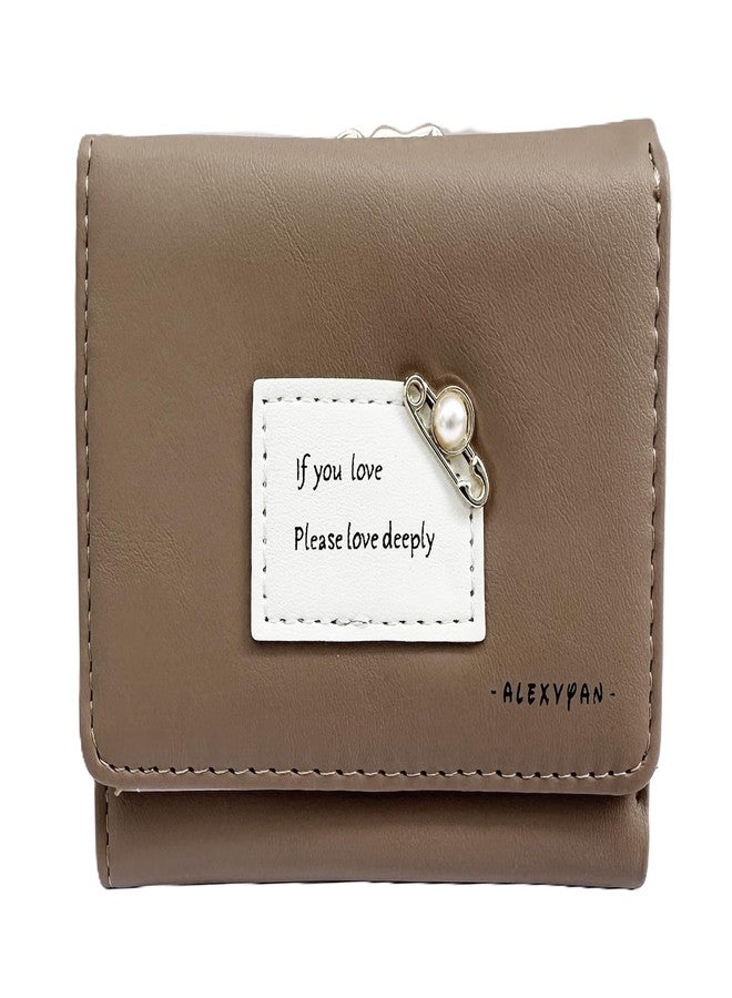 Alexvyan Compact Tri-fold Wallet PU Leather, Women's Purse Wallet Organizer Female Hand Clutch Women/Ladies/Girls Wallets Credit Card Holder with Twist Lock-Brown - Image 1