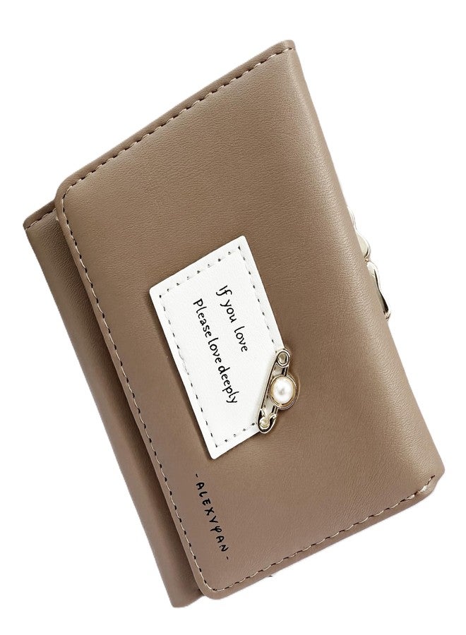 Alexvyan Compact Tri-fold Wallet PU Leather, Women's Purse Wallet Organizer Female Hand Clutch Women/Ladies/Girls Wallets Credit Card Holder with Twist Lock-Brown - Image 2