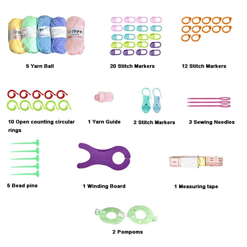 82PCS Crochet Kit Beginner Crochet Kit Wool Crochet Material Kit Crochet Beginner Set - Image 3