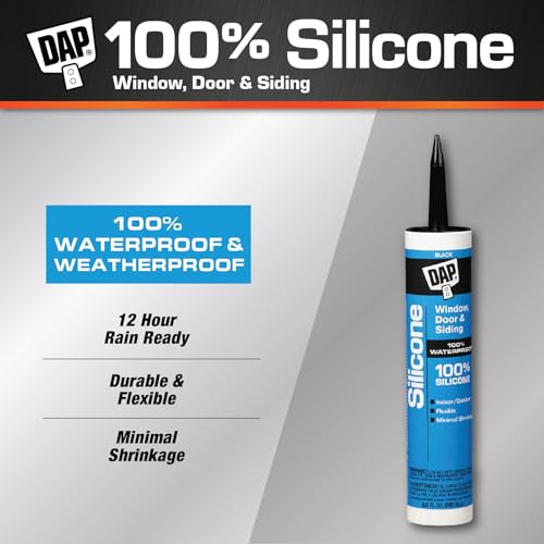DAP 100% Silicone Rubber Window, Door, and Siding Sealant, Black 9.8 Oz (7079808642) - Image 2