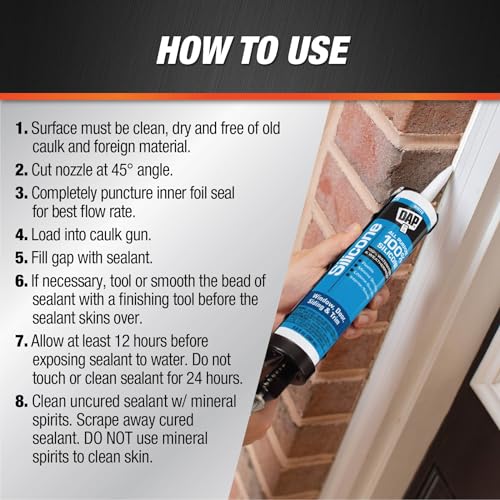 DAP 100% Silicone Rubber Window, Door, and Siding Sealant, Black 9.8 Oz (7079808642) - Image 3
