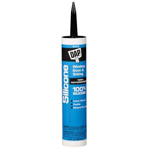 DAP 100% Silicone Rubber Window, Door, and Siding Sealant, Black 9.8 Oz (7079808642) - Image 1