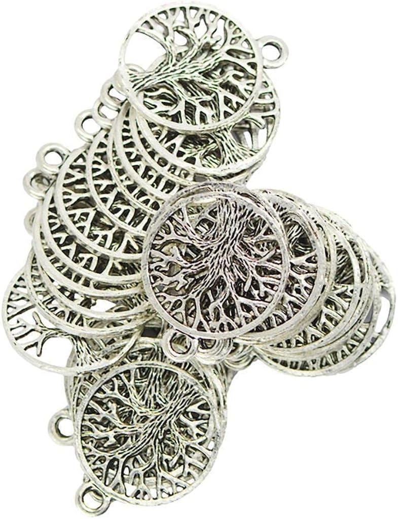 klarako30Pcs Vintage Tree of Life Charm Pendants for DIY Jewelry Making Necklace Bracelet Earrings 2.4 x 2cm - Image 1