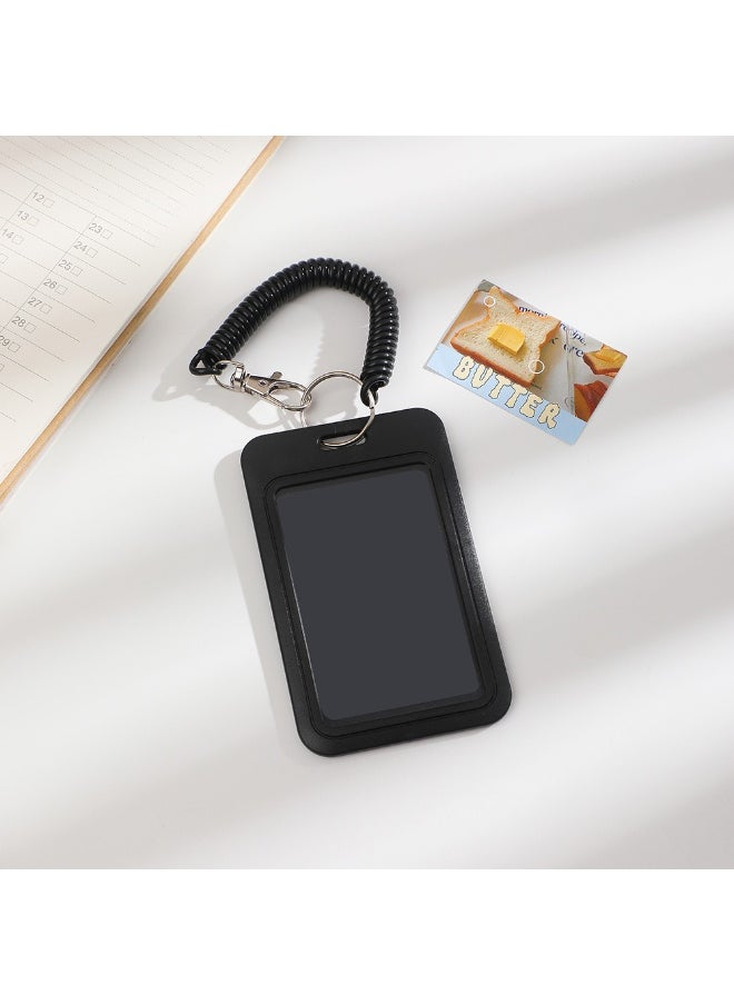 NIBEMINENT 1 - Piece Simple Black Series Kpop Photo Card Holder Pendant Key Chain ID Badge Holder ID Card Holder Photo Card Protector for School ID Office ID Access Card for Women Girls  - Image 1