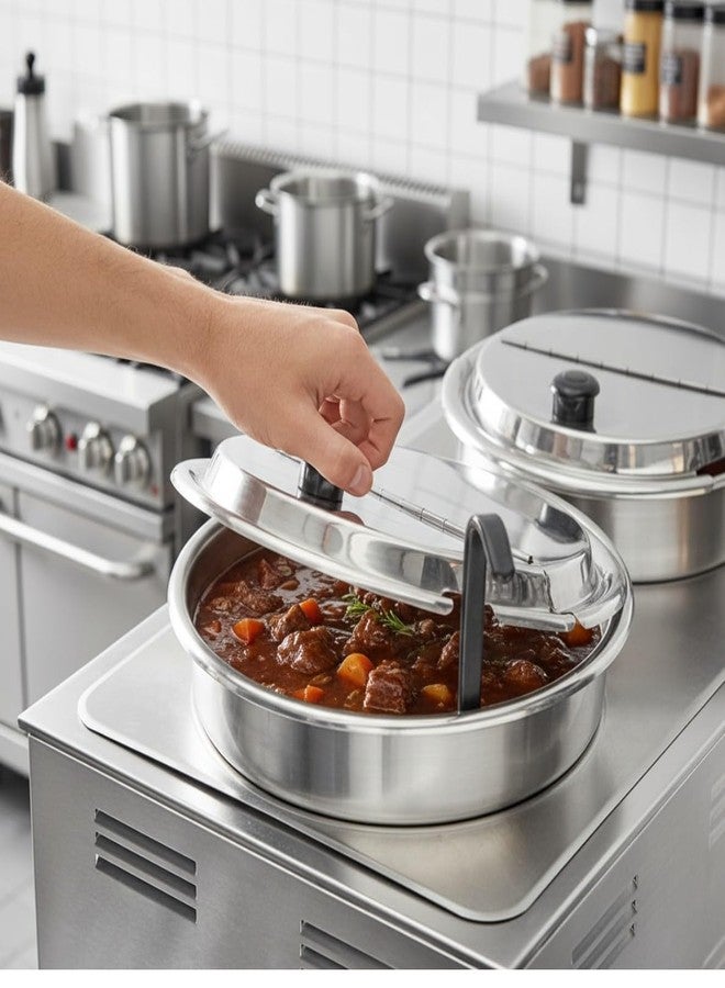 TrueCraftware- 30 cm Hinged Stainless Steel Inset Cover Fits 11 qt Inset Pan with Plastic knob and Notched for ladle- for Soup Warmer and Soup Chafer for Catering Buffet Parties Banquets Commercial - Image 2