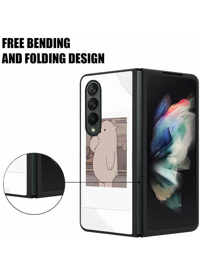 Okteq - Hard Back Cover Case Bear Cartoon Thinking for Samsung Galaxy Z Fold 4 5G - Image 1
