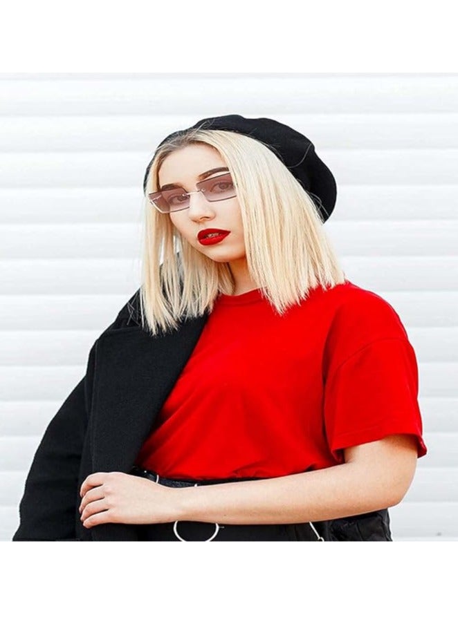 KASTWAVE 3Pcs Rimless Rectangle Sunglasses Exquisite Girl Color Rimless Glasses Ladies Retro Transparent Rectangle Glasses - Image 5