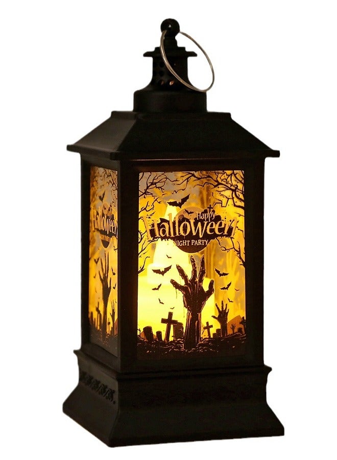 Retro Halloween wind light LED electronic candle light，The pattern is sent randomly portable pumpkin light Halloween decoration photo propsHalloween wind lamp-Ghost Style Halloween wind lamp - Image 1