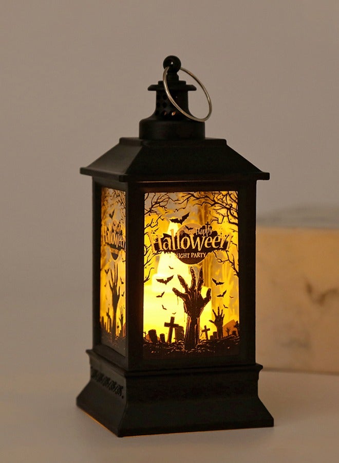 Retro Halloween wind light LED electronic candle light，The pattern is sent randomly portable pumpkin light Halloween decoration photo propsHalloween wind lamp-Ghost Style Halloween wind lamp - Image 4