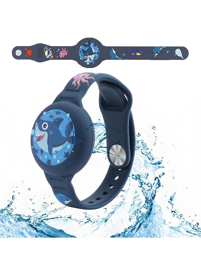 AirTag Bracelet for Kids, Waterproof Cute Cartoon Air tag Holder for Kids with Soft Silicone Full Coverage Anti-Lost Hidden Airtag Wristband Accessories for Child（Dark Blue)  - Image 3