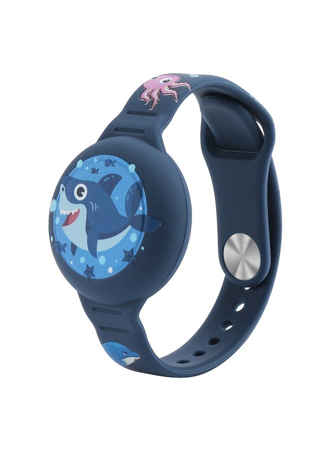 AirTag Bracelet for Kids, Waterproof Cute Cartoon Air tag Holder for Kids with Soft Silicone Full Coverage Anti-Lost Hidden Airtag Wristband Accessories for Child（Dark Blue)  - Image 1