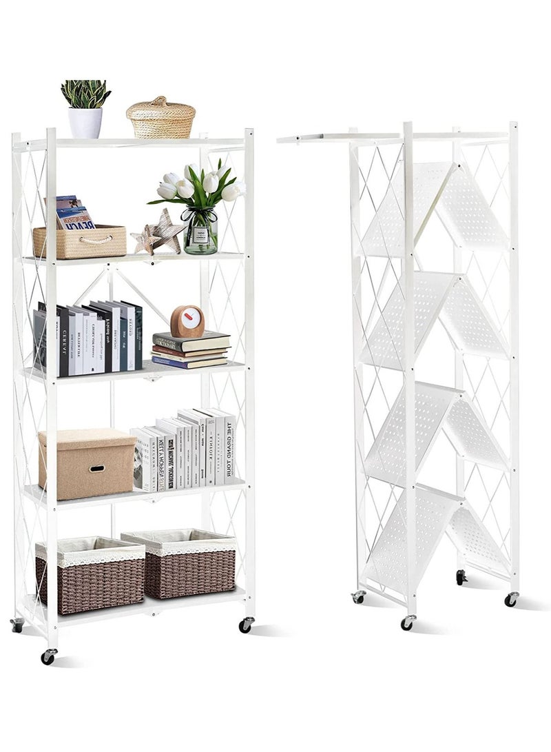 DubaiGallery Foldable Storage Shelves 5 Tier, Storage Racks Kitchen Cabinet, Shelf Storage Multipurpose Rack for Living Room Bedroom Kitchen Garage Easy Assembly 5-shelf - Image 1