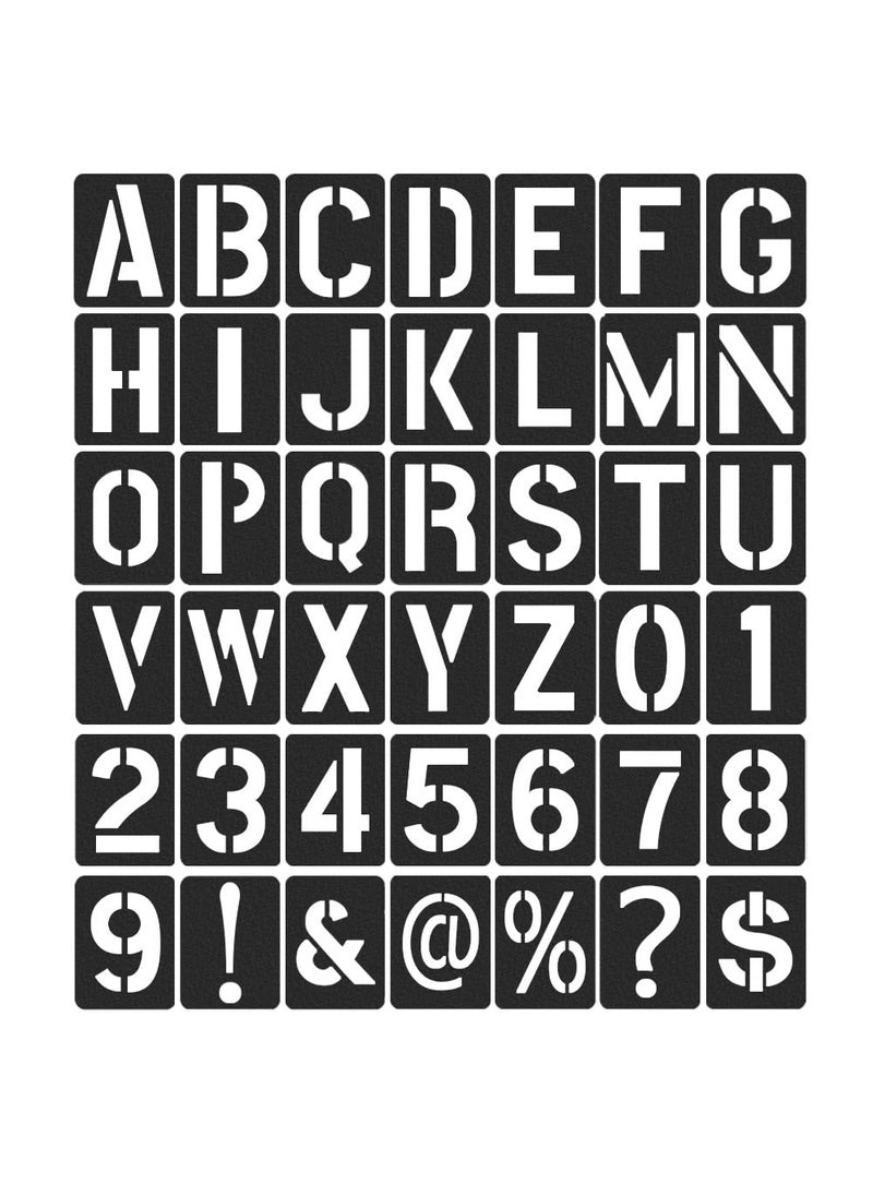 Roucerlin - 42 Pieces Reusable Letter Stencils, 4Inch Numbers Craft Stencils, Letter Painting Stencil, Number Templates for DIY, Wall, Wood, Glass, School Art Projects (Black) - Image 1