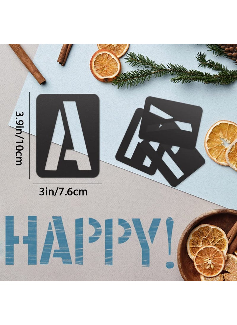 Roucerlin - 42 Pieces Reusable Letter Stencils, 4Inch Numbers Craft Stencils, Letter Painting Stencil, Number Templates for DIY, Wall, Wood, Glass, School Art Projects (Black) - Image 1
