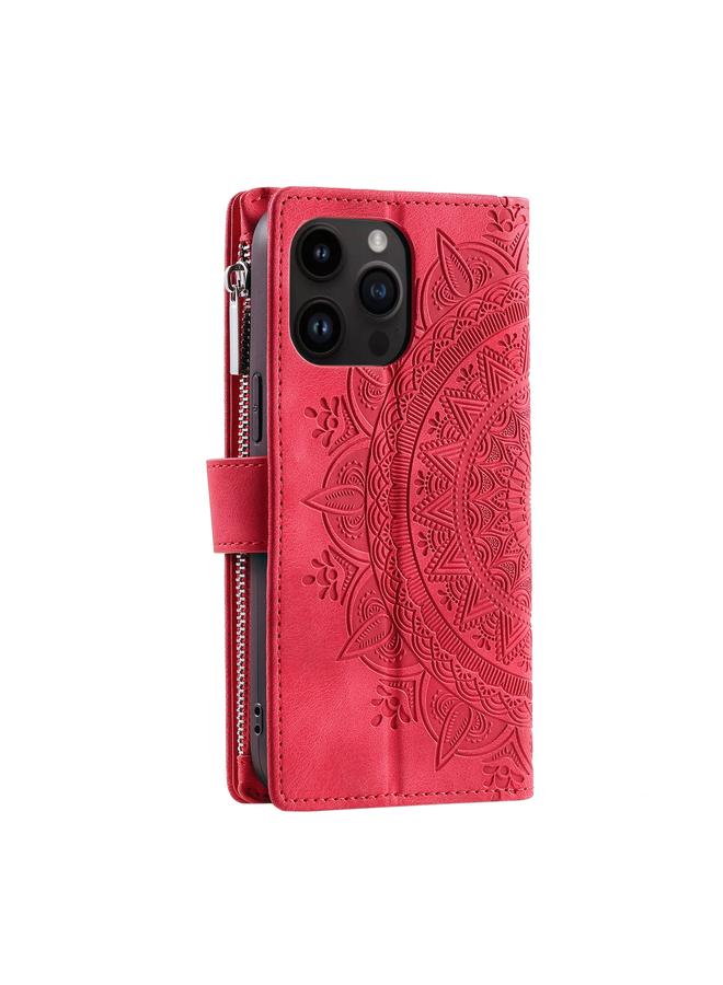 اس-توب جراب هاتف iPhone 15 Pro متعدد البطاقات بسحاب من الجلد - Image 3