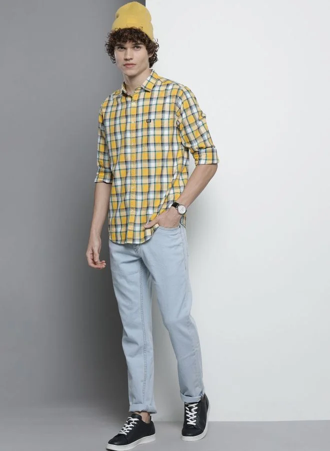 The Indian Garage Co Men Slim Fit Checkered Full Sleeves Spread Collar Casual Shirt