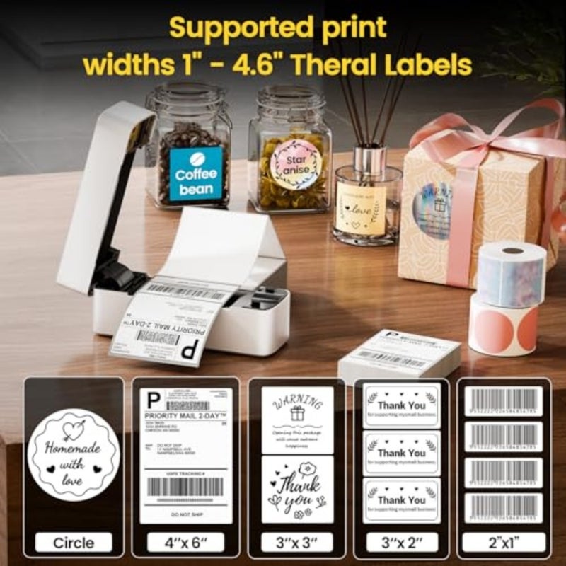 Bluetooth thermal label printer for shipping labels, 4x6 inches, durable plastic housing, black, fast wireless printing with auto-calibration - Image 5