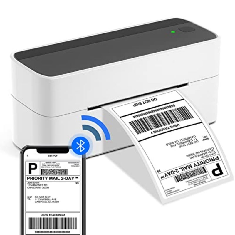 Bluetooth thermal label printer for shipping labels, 4x6 inches, durable plastic housing, black, fast wireless printing with auto-calibration - Image 1