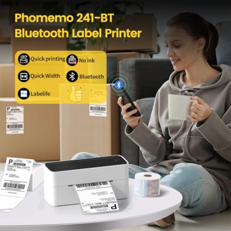Bluetooth thermal label printer for shipping labels, 4x6 inches, durable plastic housing, black, fast wireless printing with auto-calibration - Image 4