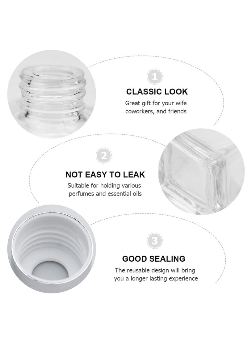 Fragrance Diffuser Empty Clear Bottles, 50ml Essential Fragrance Oil Reed Diffusers Set, Small Square Glass Diffuser Bottles with Caps for Home Bathroom Decorative Fragrance Accessories Use (4 Pcs) - Image 3