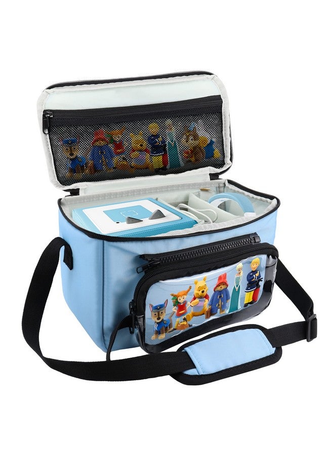 Annmore Bag for Kids Audio and Music Player, Compatible with Toniebox, Yoto Player | with Removable Transparent Tote Bag for Tonies Characters, Mesh Pocket for Player Cards and Tonies Figures | Blue - Image 1