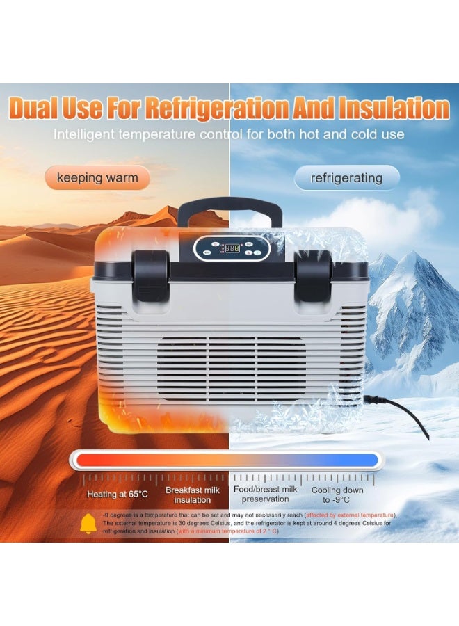 ثلاجة كهربائية محمولة 19 لتر للتبريد والتسخين مع محول AC/DC، ثلاجة سيارة بجهد 12V/24V تعمل بتقنية التبريد الحراري بدون ثلج، مناسبة للمنزل والتخييم والقوارب والمركبات الترفيهية والمكتب والسفر، تبرد حتى 22–28° مئوية أقل من درجة الحرارة المحيطة وتسخن حتى 65° مئوية - Image 4