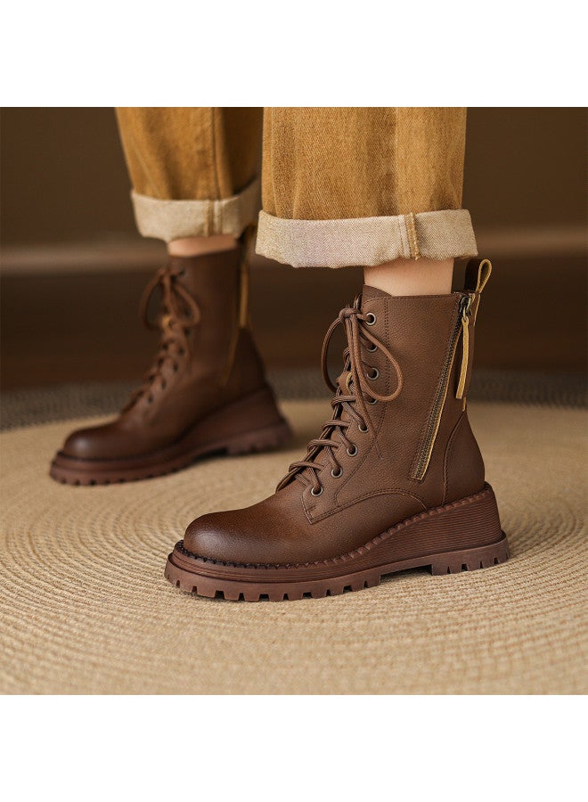 AME Cool Stylish Platform Heel Martin Boots 2025 New Fashion Versatile Slimming Ankle Boots British Style Western Boots For Women - Image 2