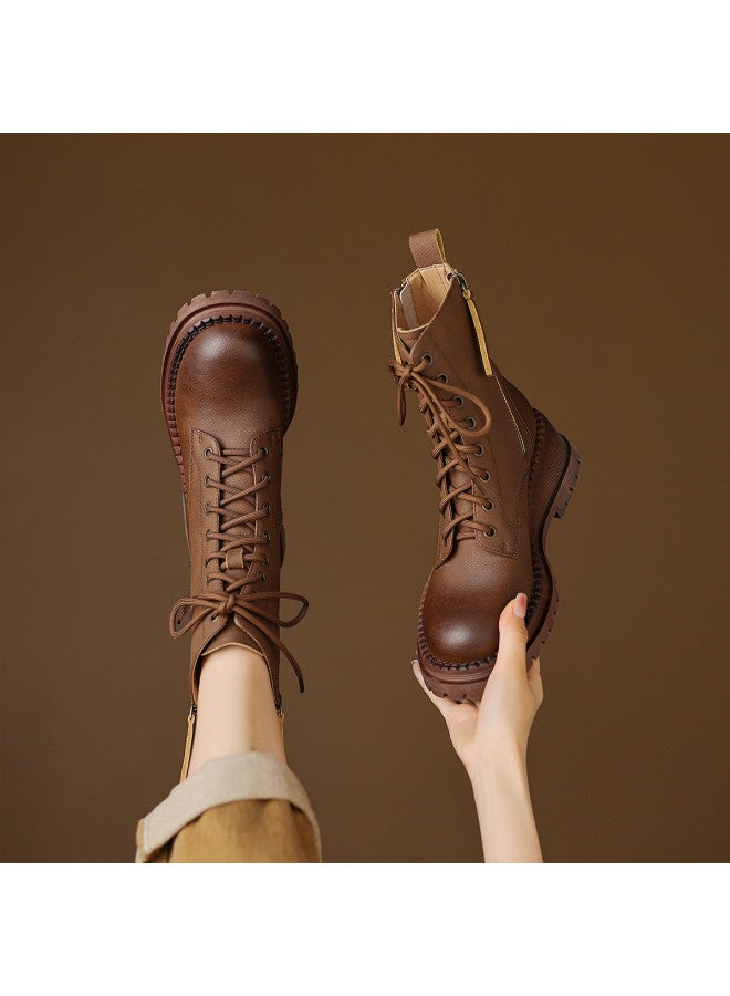 AME Cool Stylish Platform Heel Martin Boots 2025 New Fashion Versatile Slimming Ankle Boots British Style Western Boots For Women - Image 3