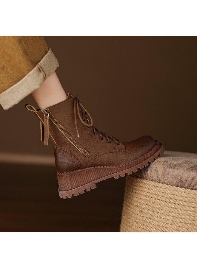 AME Cool Stylish Platform Heel Martin Boots 2025 New Fashion Versatile Slimming Ankle Boots British Style Western Boots For Women - Image 4