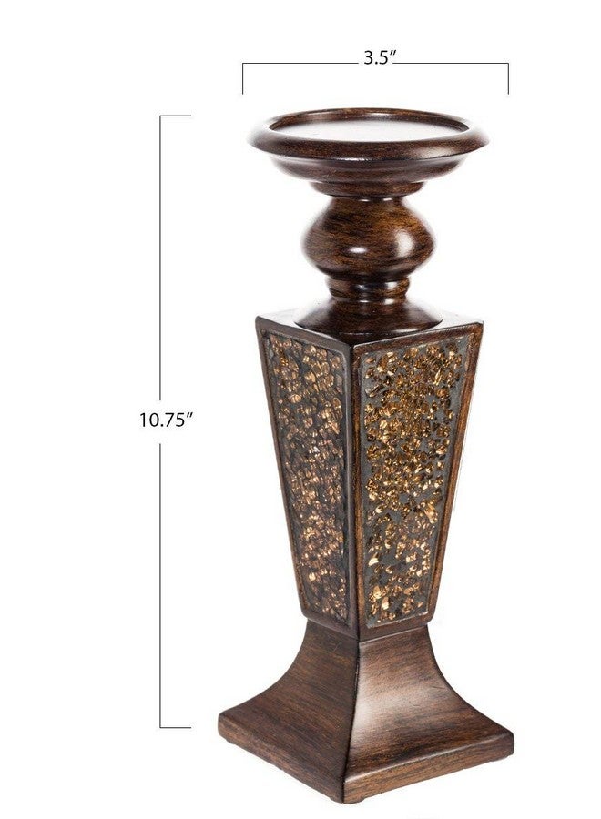 Creative Scents Schonwerk Brown Pillar Candle Holder Set of 2- Crackled Mosaic Design- Functional Table Decorations- Centerpieces for Dining/Living Room- Best Wedding Gift - Image 4