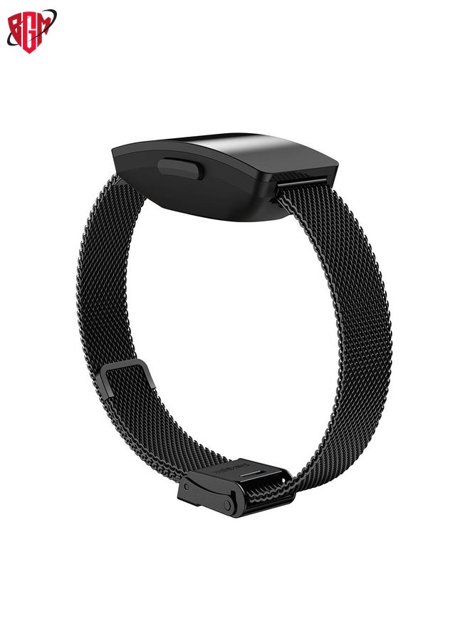 BGM For Fitbit Ace 3 / Inspire 2 Double Insurance Buckle Milanese Watch Band(Black)  - Image 4