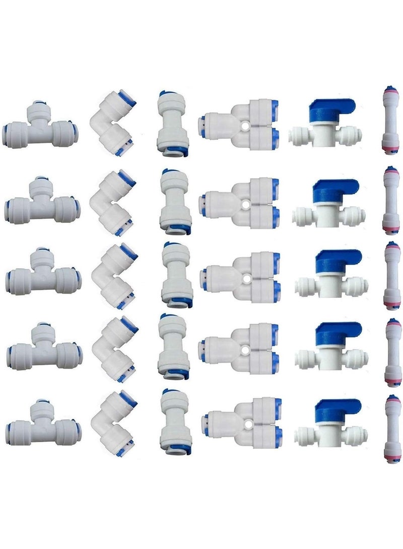 Lemoy 1/4" OD Quick Connect Push In to Connect Water Tube Fitting for RO Reverse Osmosis Water Filter Fittings Pack of 30 - Image 1