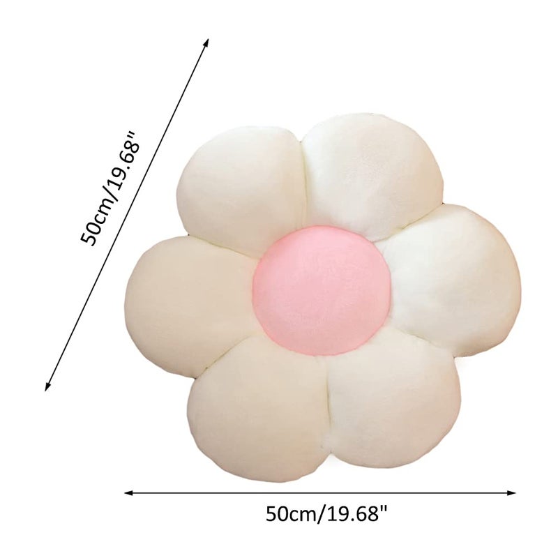 lannery lannery Flower Plush Throw Pillows  Flower Floor Pillow Seating Cushion Toy for Reading  Room  Watching TV (19.7""  White-1)  - Image 3